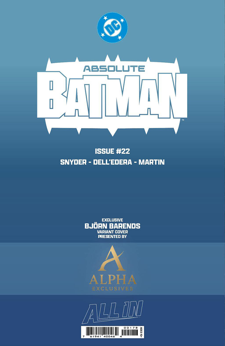 [FOIL] ABSOLUTE BATMAN #22 BJORN BARENDS EXCLUSIVE VIRGIN VAR