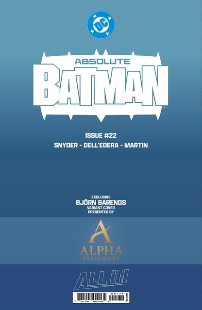 [FOIL] ABSOLUTE BATMAN #22 BJORN BARENDS EXCLUSIVE VIRGIN VAR