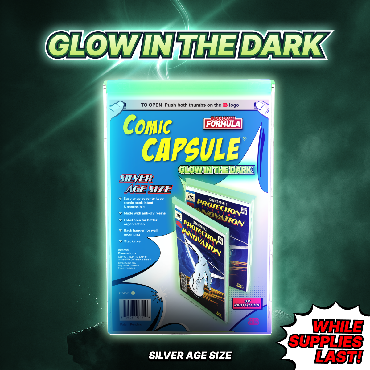 Glow in the Dark SILVER Age Size ComicCapsule