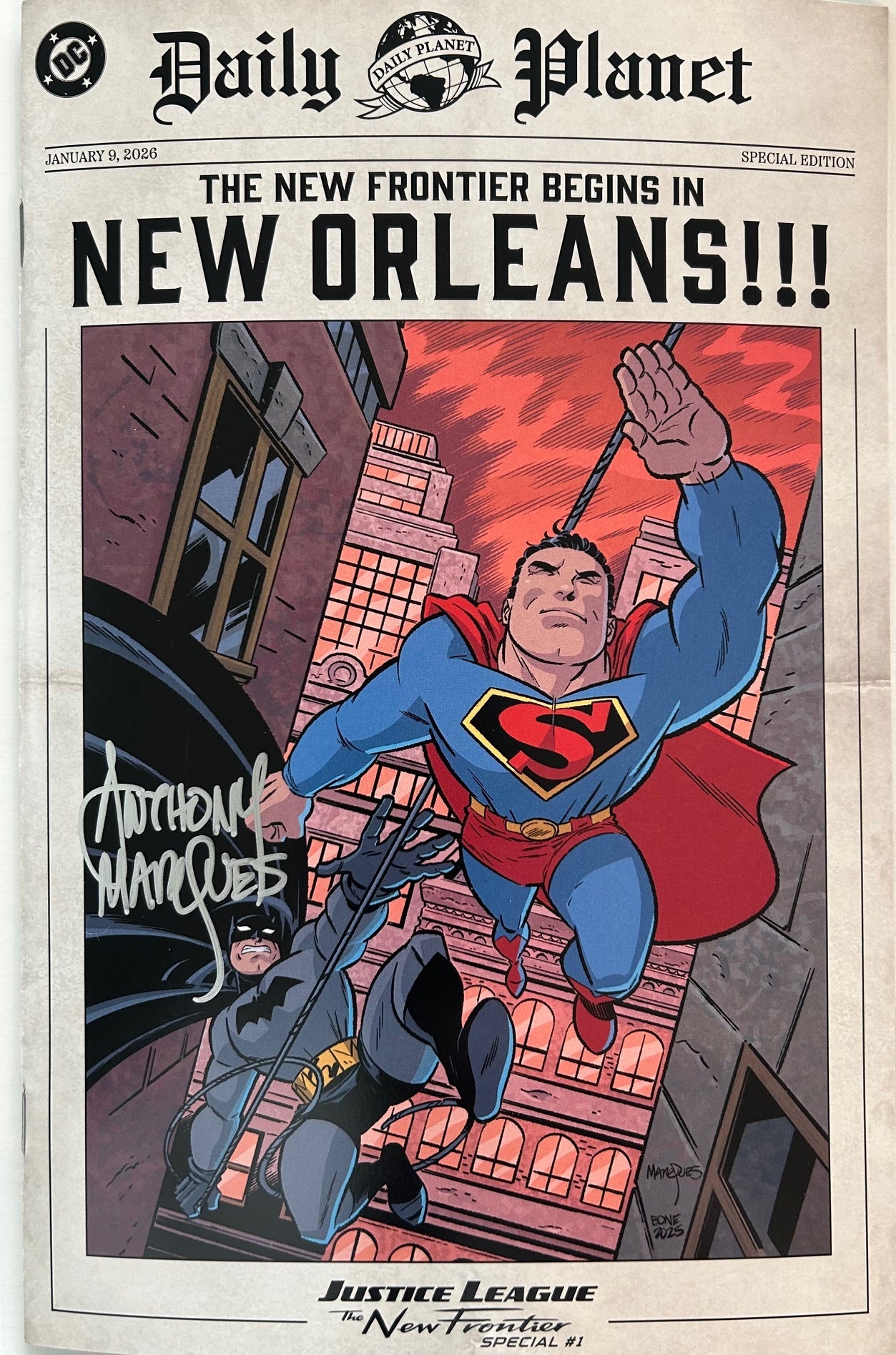 ✏️ JL: THE NEW FRONTIER #1 SIGNED ANTHONY MARQUEZ FAN EXPO NEW ORLEANS EXCLUSIVE