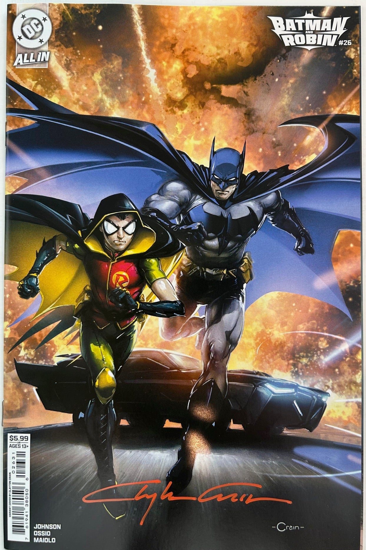 ✏️ BATMAN AND ROBIN #26 CVR C SIGNED CLAYTON CRAIN FAN EXPO NEW ORLEANS COA