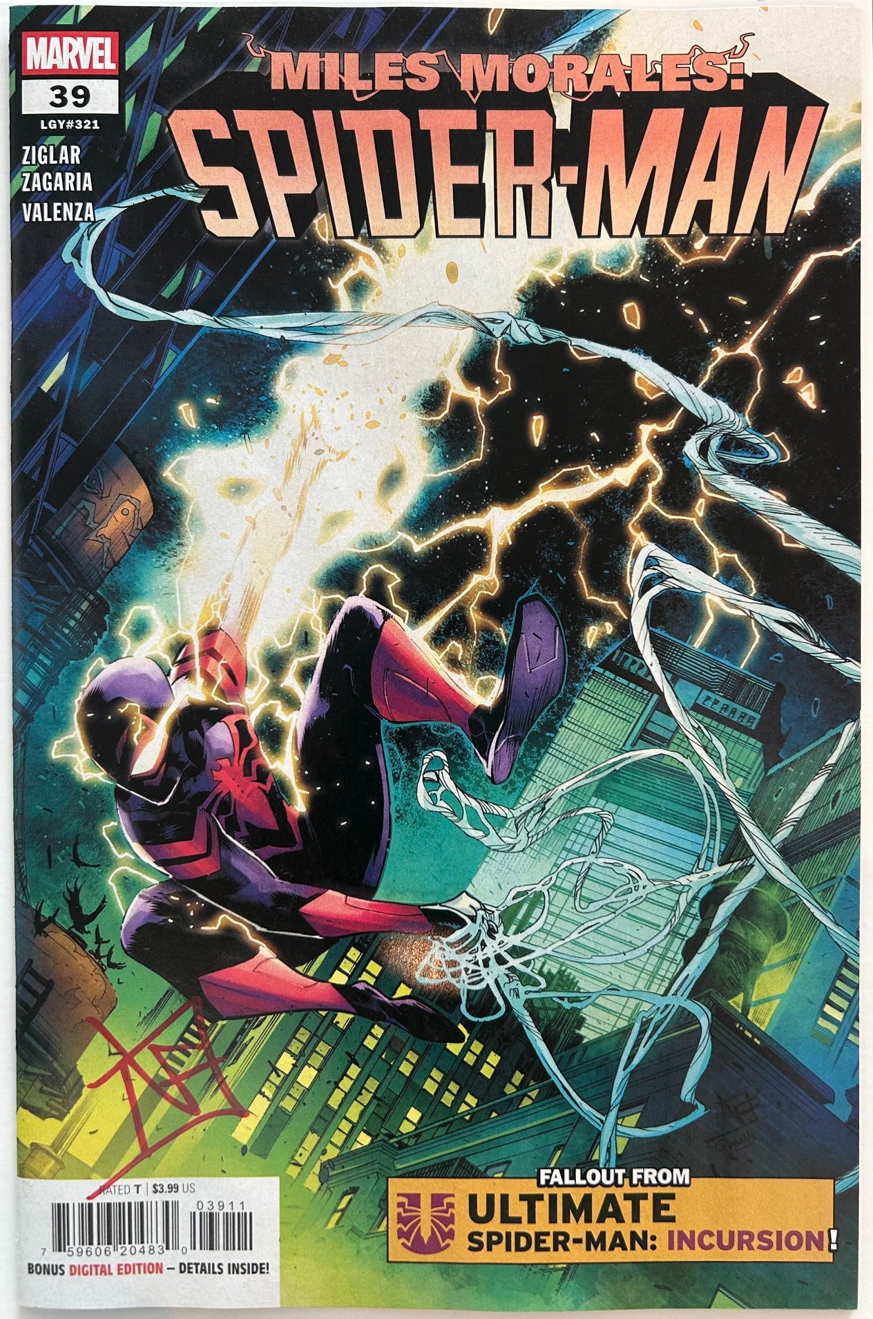 ✏️ MILES MORALES: SPIDER-MAN #39 SIGNED FREDERICO VICENTINI FAN EXPO NEW ORLEANS COA