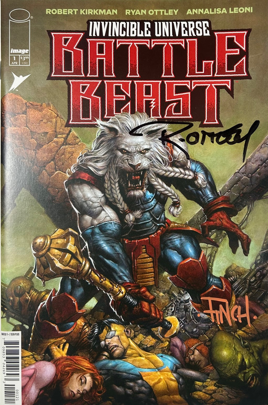 ✏️ INVINCIBLE UNIVERSE BATTLE BEAST #1 CVR B DOUBLE SIGNED BY FINCH & OTTLEY