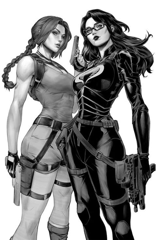 [BLACK & WHITE] GI JOE: A REAL AMERICAN HERO X TOMB RAIDER #2 EJIKURE EXCLUSIVE VIRGIN PRESALE 11/04/26