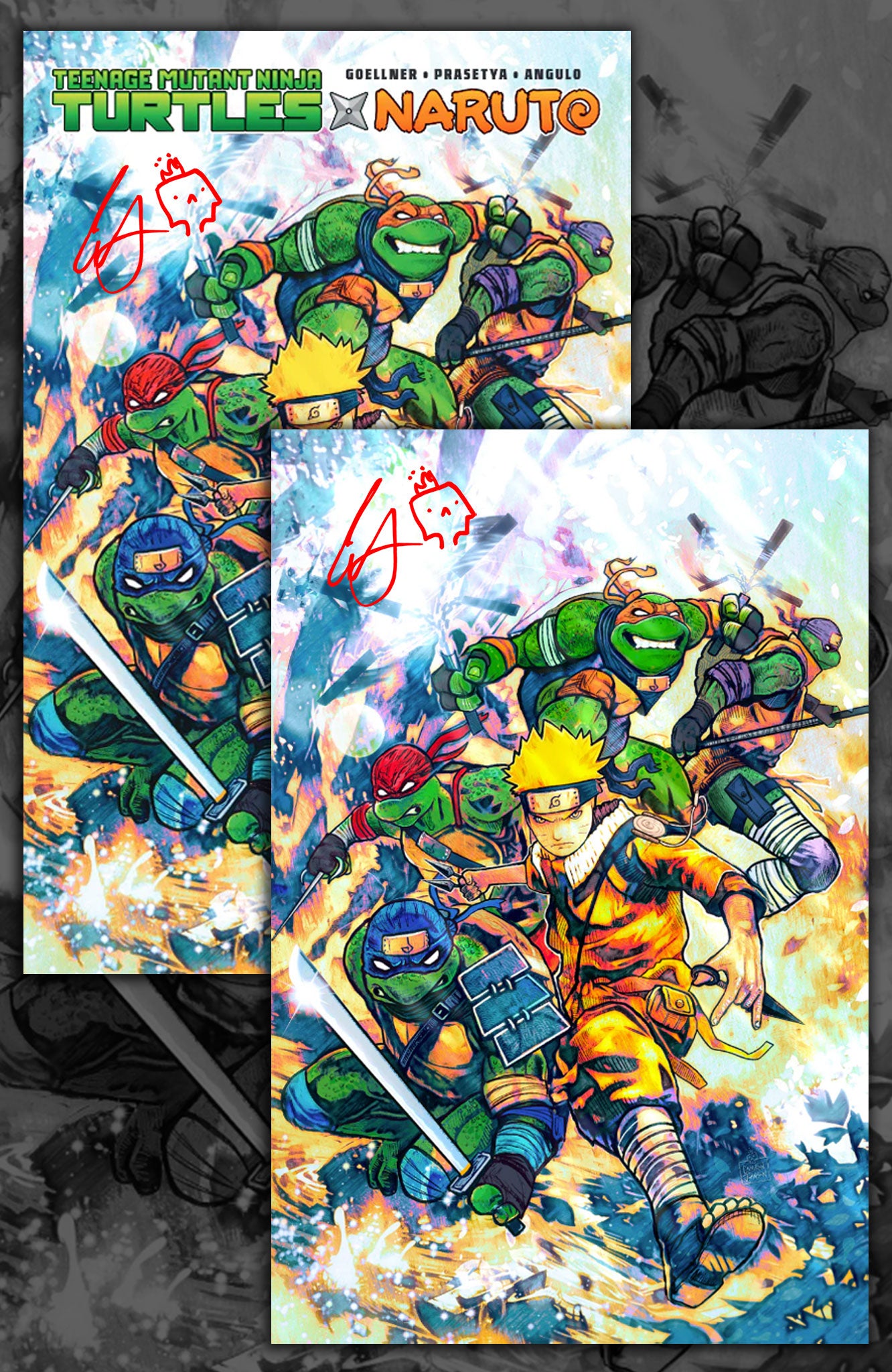 TEENAGE MUTANT NINJA TURTLES X NARUTO #1 Team Trade & Virgin Exclusive Set LMTD to 500